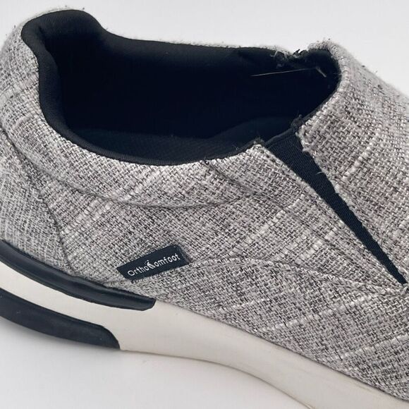 ORTHOCOMFOOT Boat Shoes Mens Size 12 Heather Gray Slip-On Loafers Comfort Canvas - Picture 10 of 16